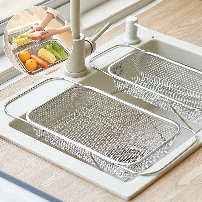 Stainless Steel Sink Colander — Stackable Drain & Wash Basket