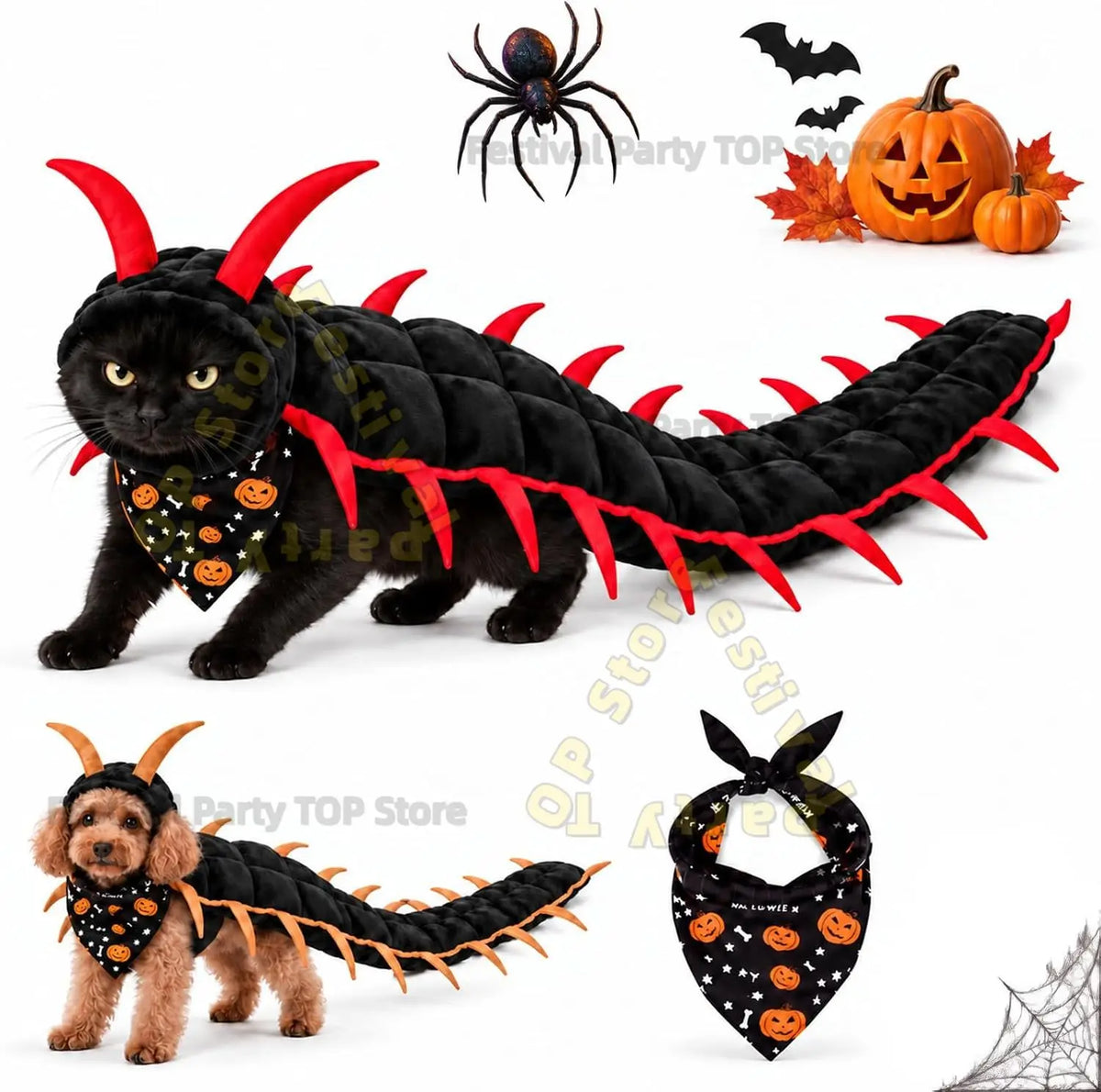 3D Centipede Halloween Costume for Cats & Small Dogs