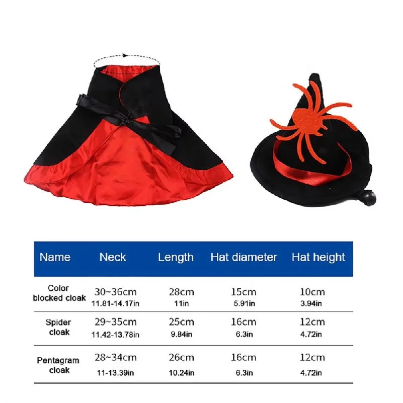 Witch Cape & Hat Halloween Costume for Pets