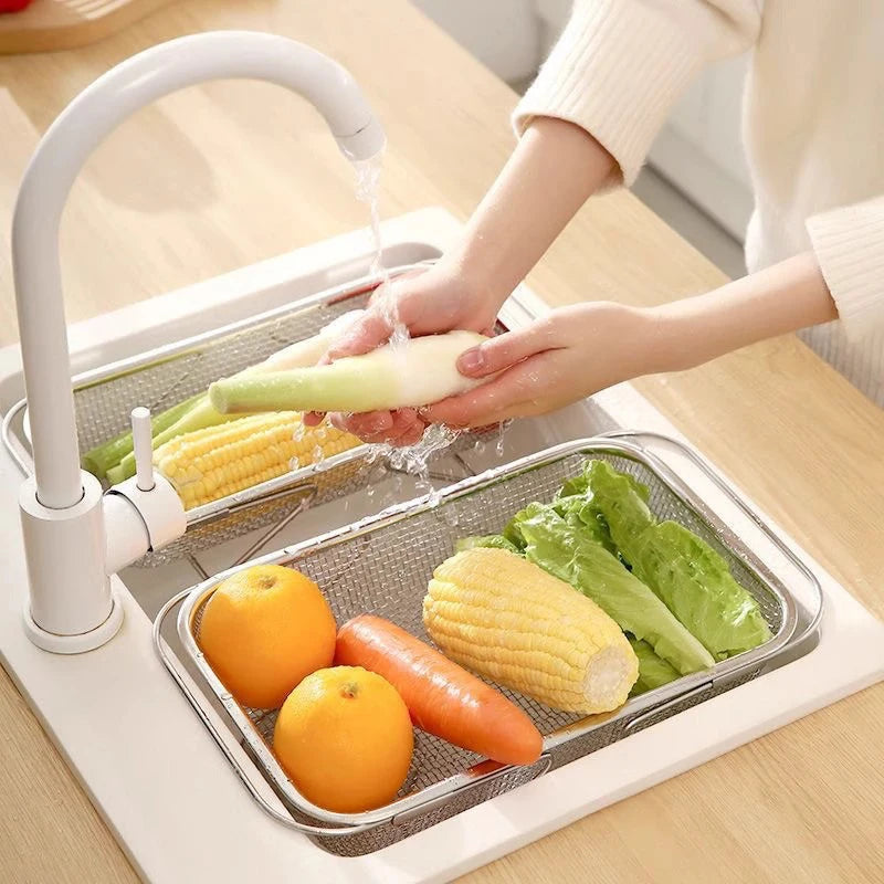 Stainless Steel Sink Colander — Stackable Drain & Wash Basket
