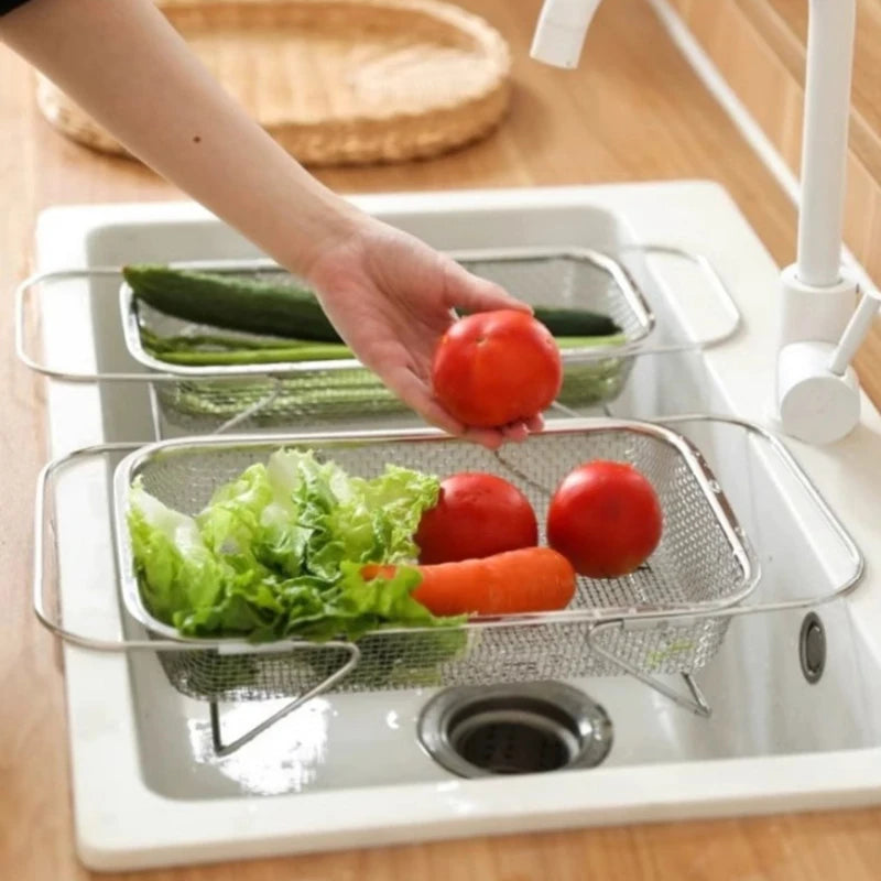 Stainless Steel Sink Colander — Stackable Drain & Wash Basket