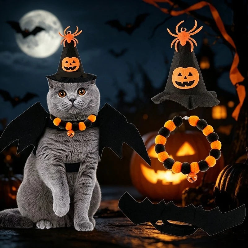 Halloween Bat Costume Accessory Set for Cats