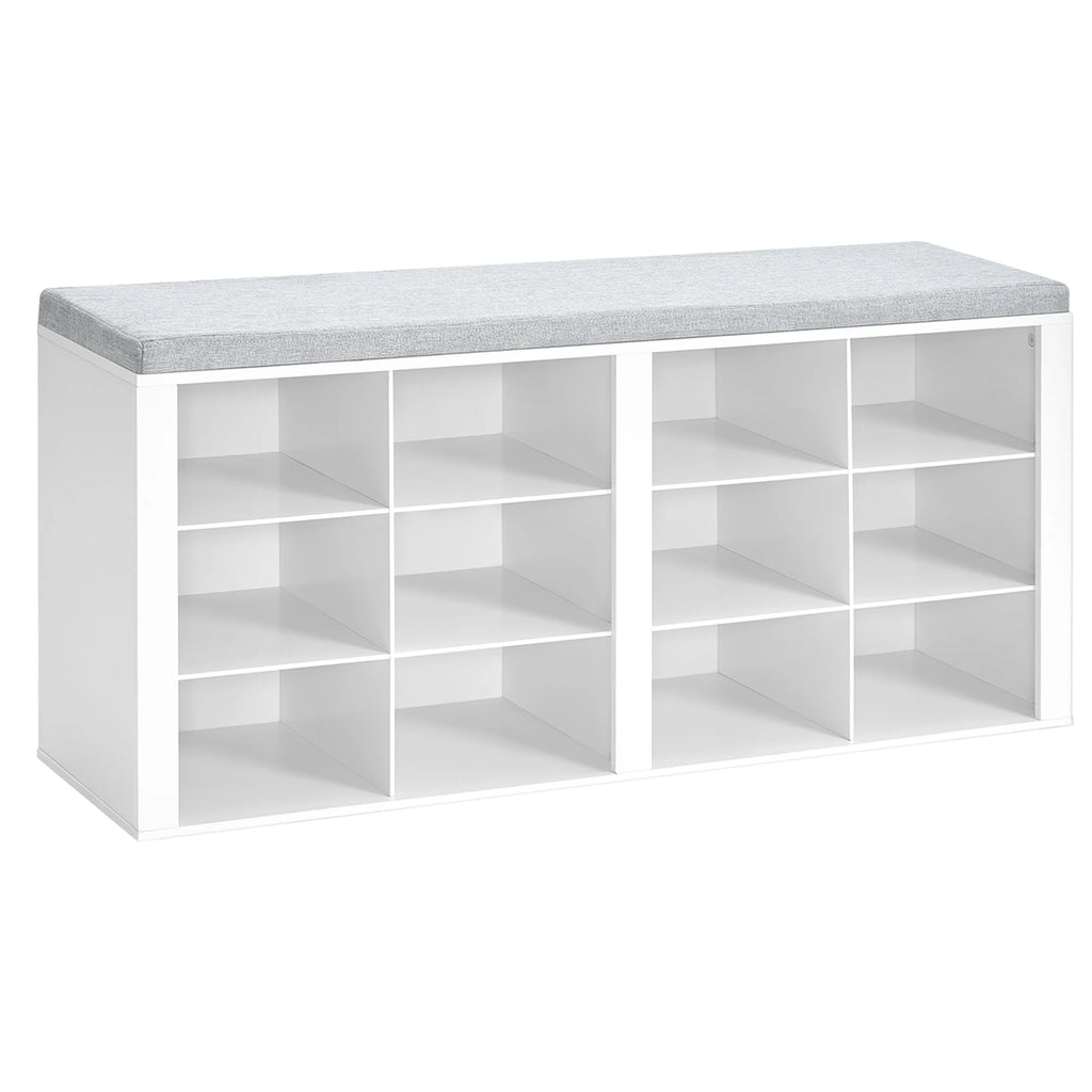 Shoe Storage Bench with Cushion — 12 Cubbies, Entryway Seat