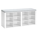 Shoe Storage Bench with Cushion — 12 Cubbies, Entryway Seat