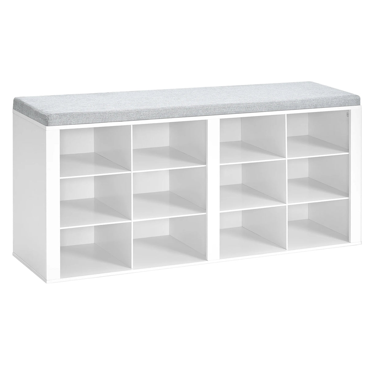Shoe Storage Bench with Cushion — 12 Cubbies, Entryway Seat