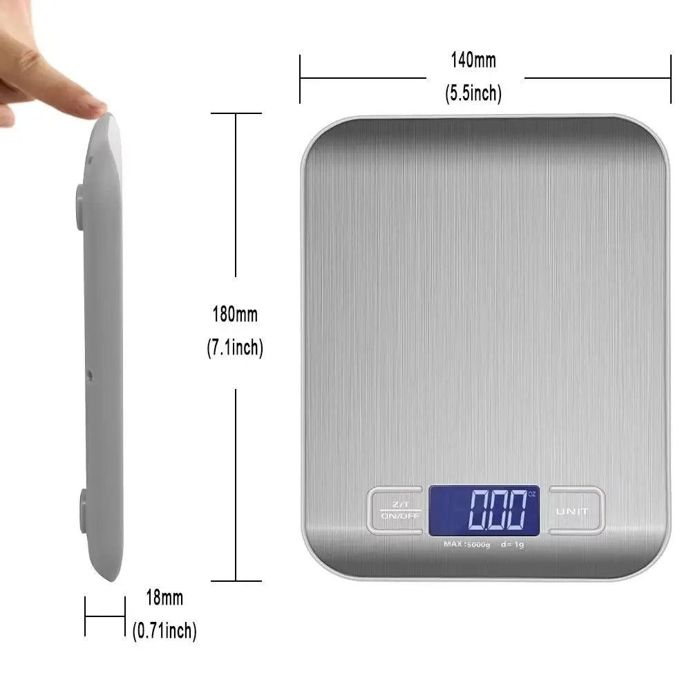 Digital Kitchen Scale | LCD Display, Stainless Steel, 10kg Capacity