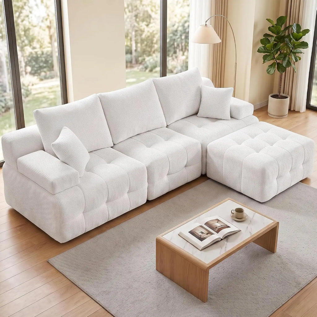 Modular Cloud Sectional Sofa — Seats 4, Washable Chenille Covers