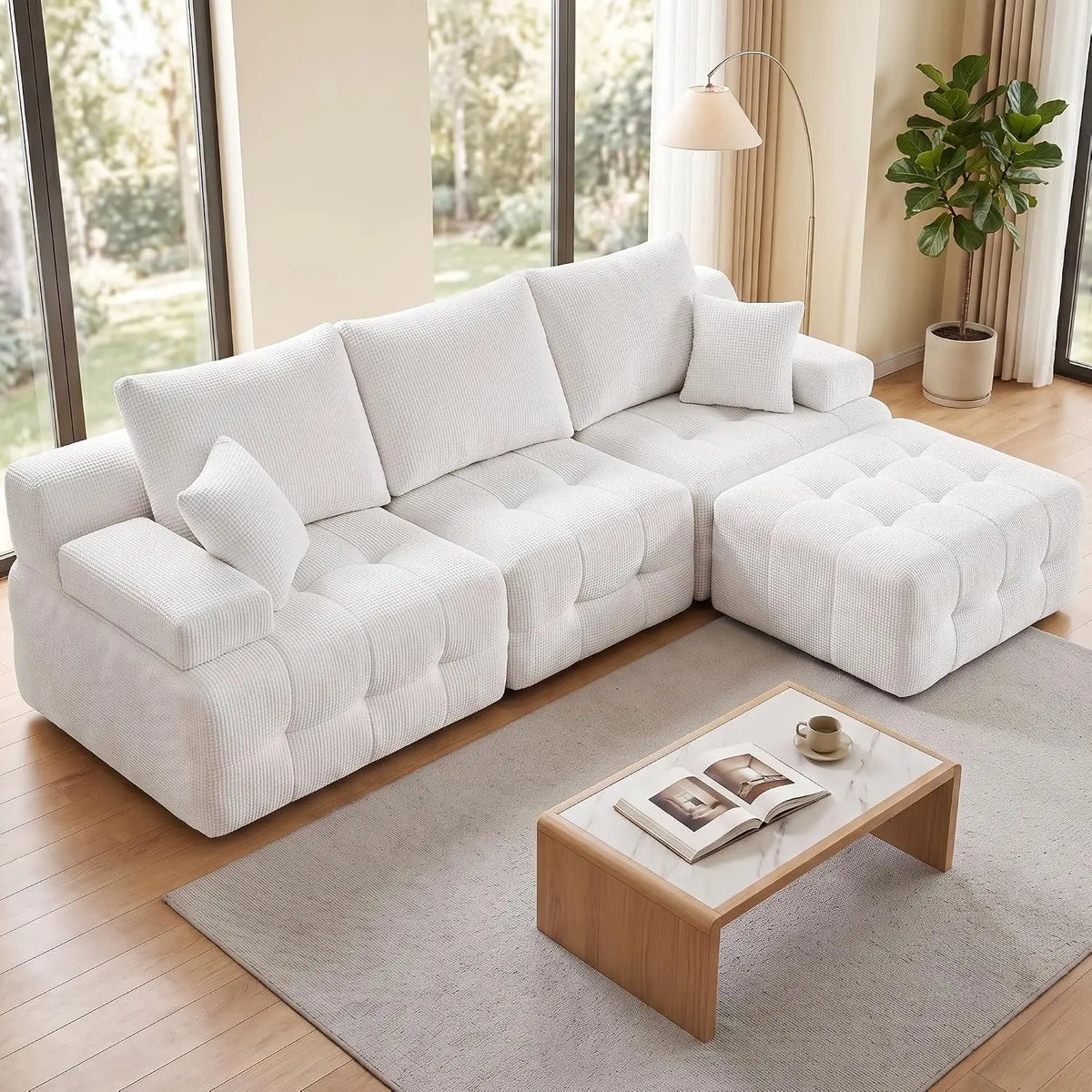 Modular Cloud Sectional Sofa — Seats 4, Washable Chenille Covers