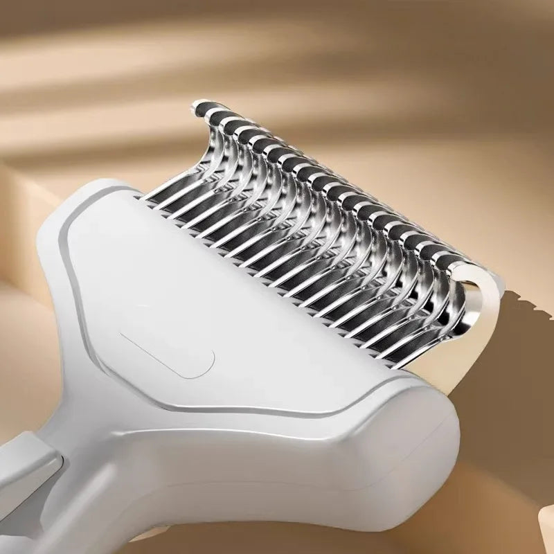 Professional Curved Pet Deshedding Comb – Stainless Steel Grooming Tool for Dogs & Cats