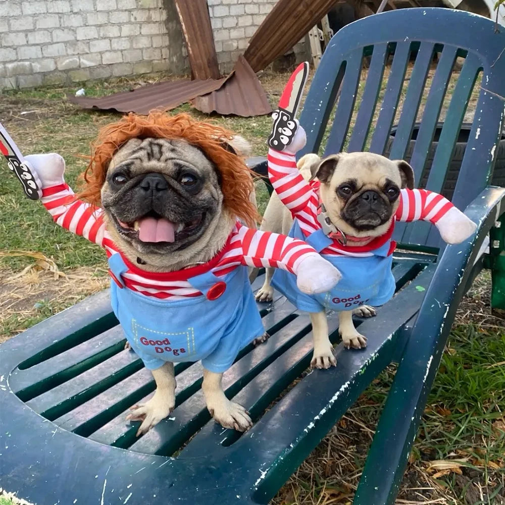 Blue Striped Halloween Costume for Dogs