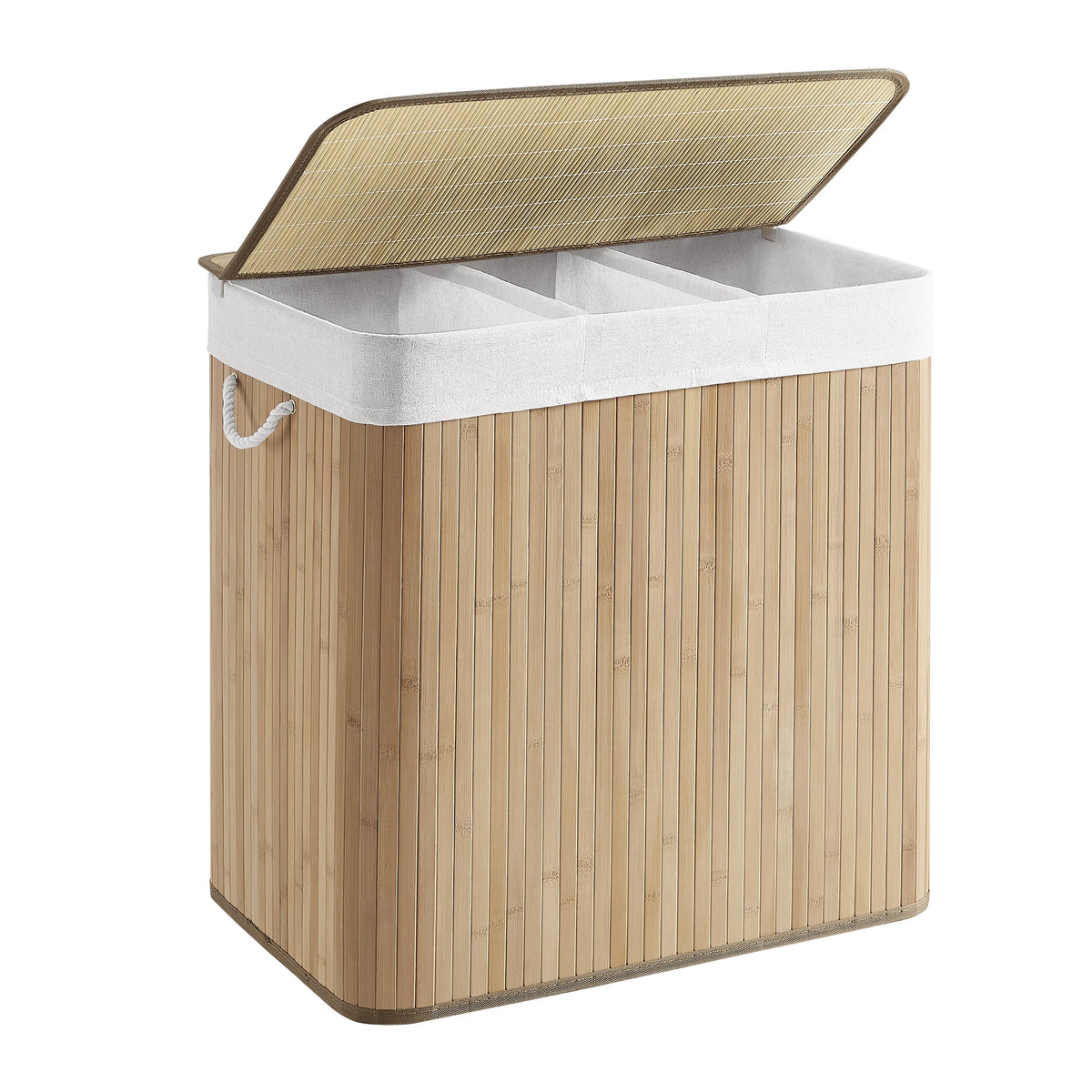 Bamboo Laundry Basket with Liner — Sturdy X-Frame Hamper