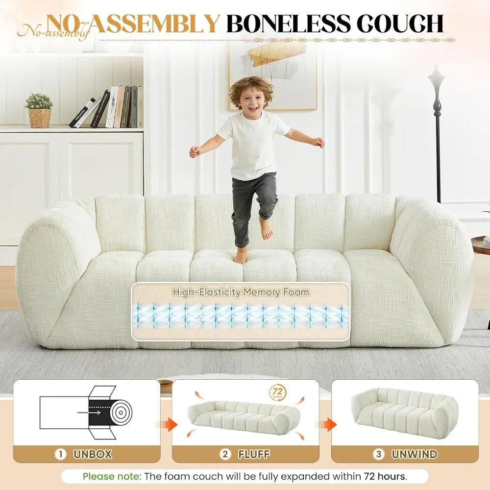 2-Piece L-Shaped Sectional Sofa Set — Deep Seat Cloud Chenille Couch