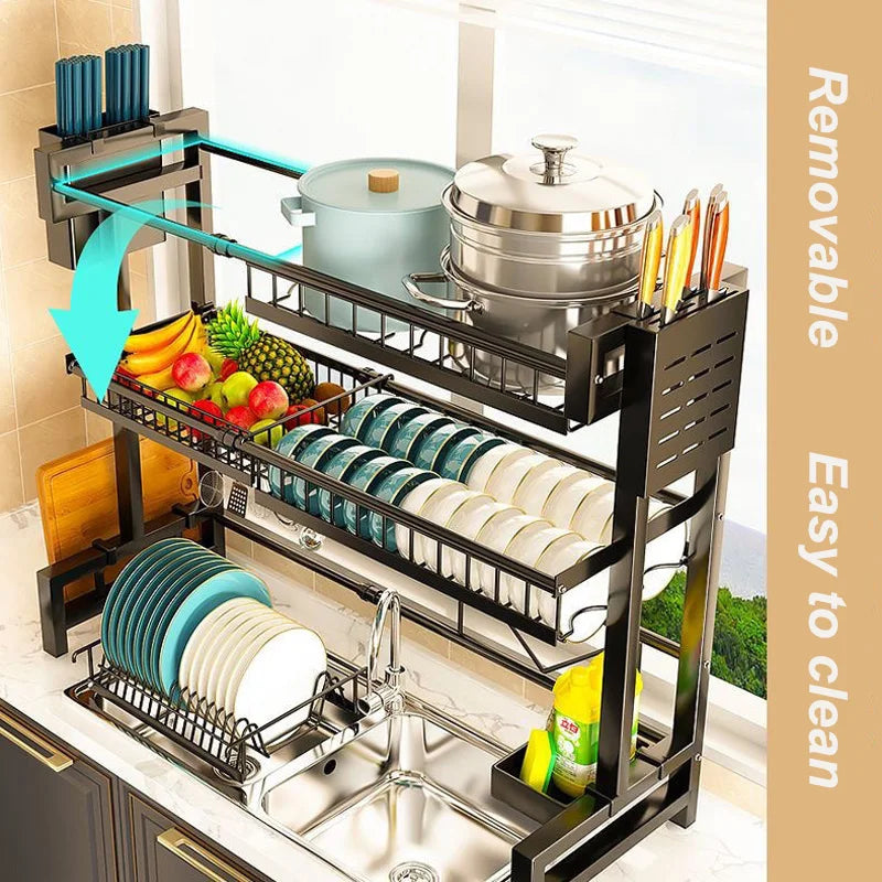 Expandable Over-Sink Shelf & Dish Drying Rack Organizer