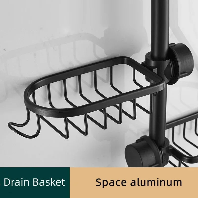 180° Rotating Aluminum Faucet Organizer Rack – Space-Saving Kitchen & Bathroom Storage