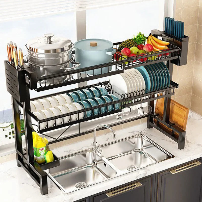 Expandable Over-Sink Shelf & Dish Drying Rack Organizer