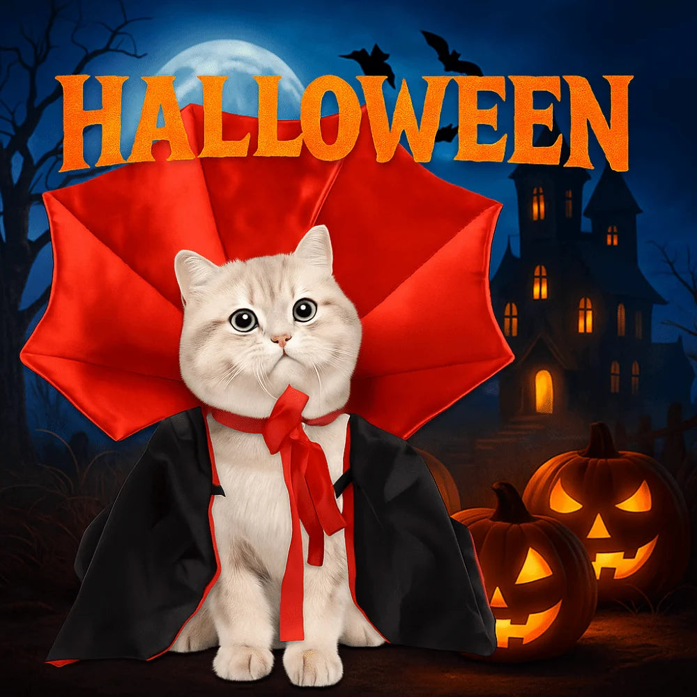 Stand-Collar Halloween Cloak for Cats & Dogs