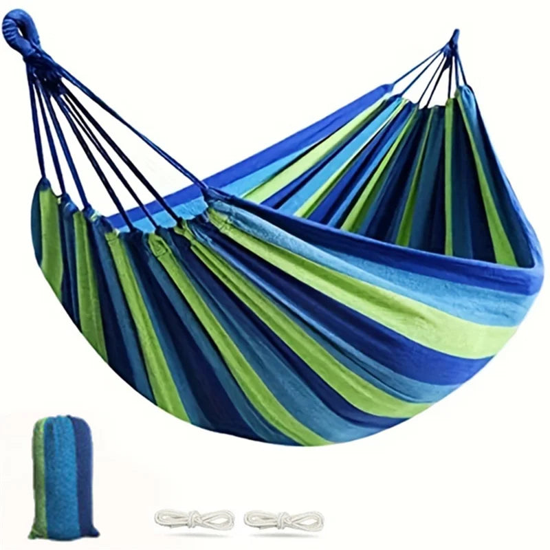Single Wide Canvas Hammock – Portable Outdoor Camping & Leisure Swing