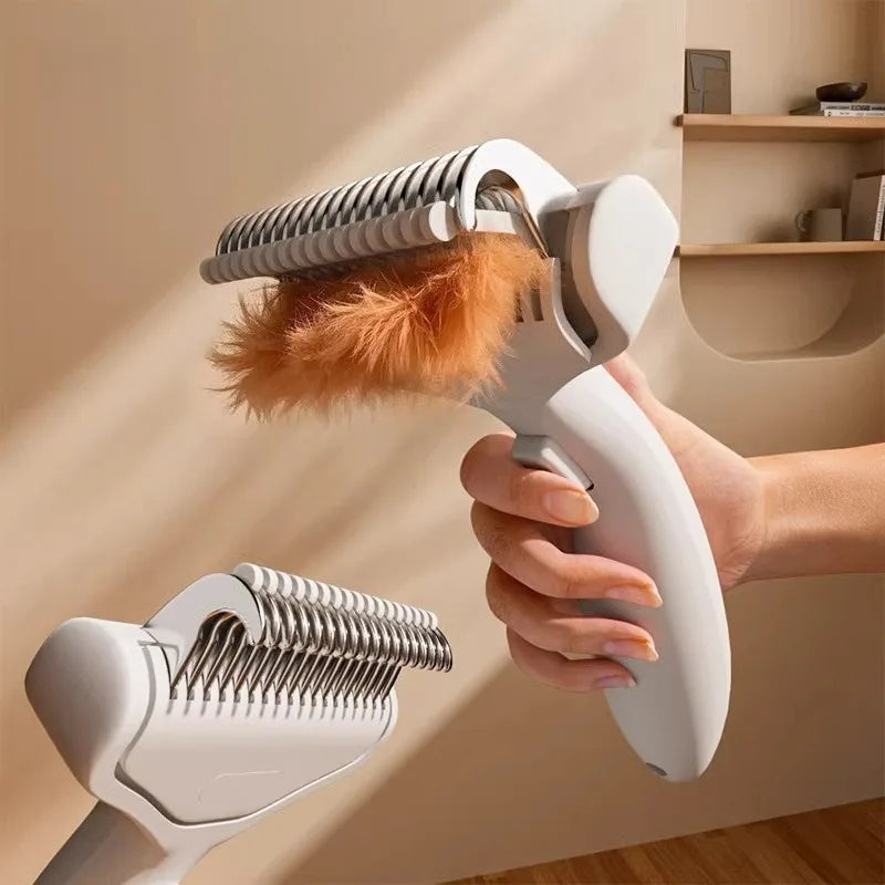Professional Curved Pet Deshedding Comb – Stainless Steel Grooming Tool for Dogs & Cats