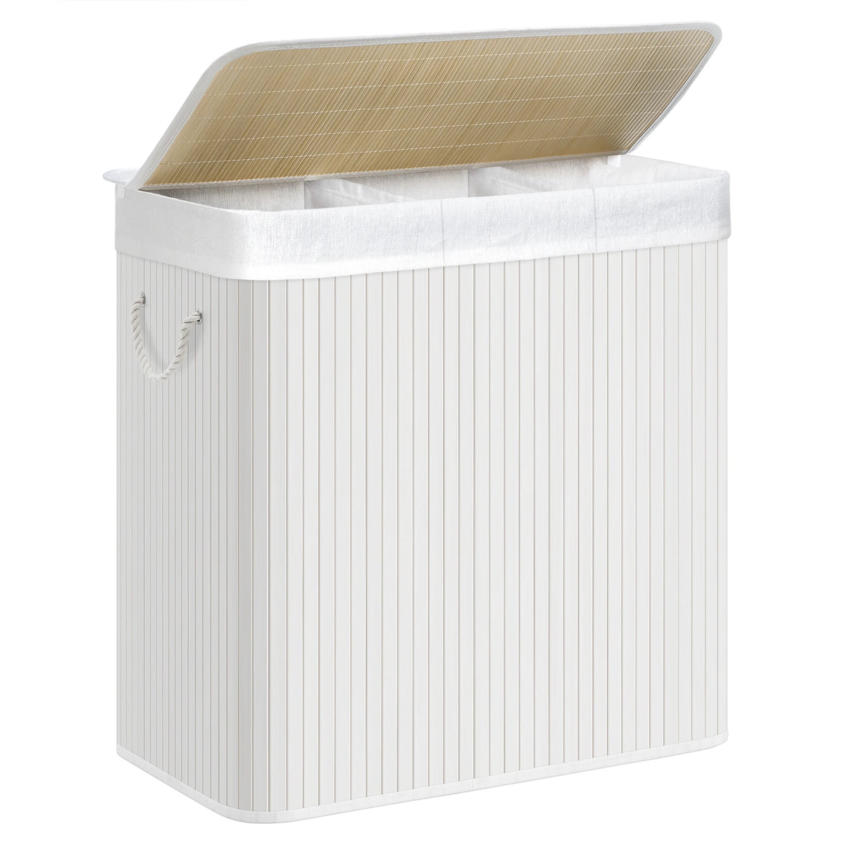 Bamboo Laundry Basket with Liner — Sturdy X-Frame Hamper