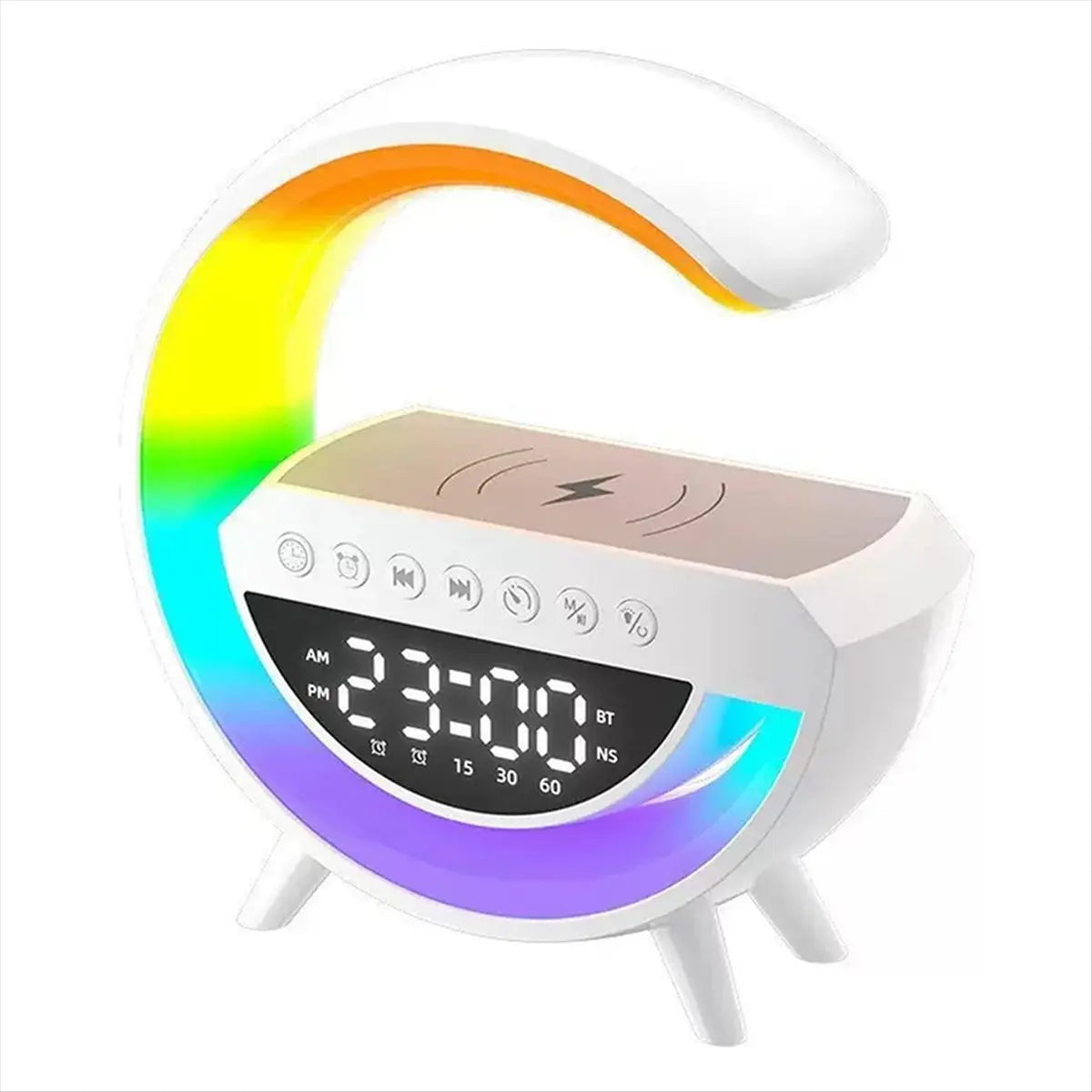 Smart Alarm Clock with Wireless Charger, Speaker & Night Light