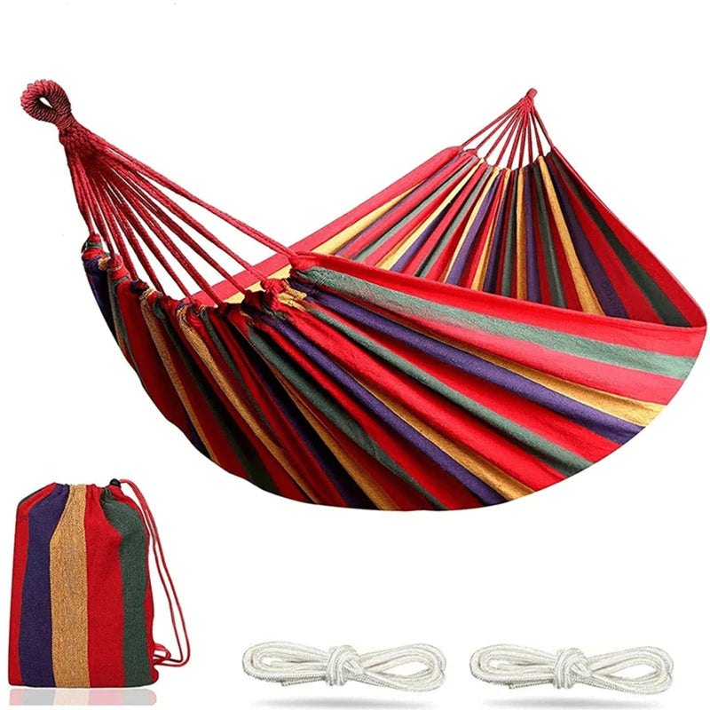 Single Wide Canvas Hammock – Portable Outdoor Camping & Leisure Swing