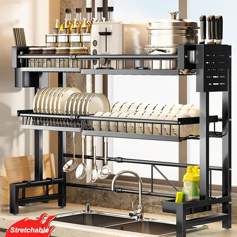 Expandable Over-Sink Shelf & Dish Drying Rack Organizer
