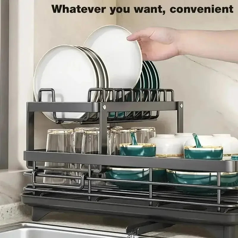 Multifunctional Sink Dish Drying Rack, Space-Saving