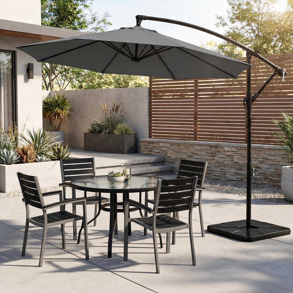 9.8FT Offset Cantilever Patio Umbrella with Base, UPF50+