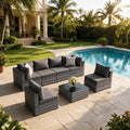 7-Piece Rattan Patio Sofa Set with Coffee Table