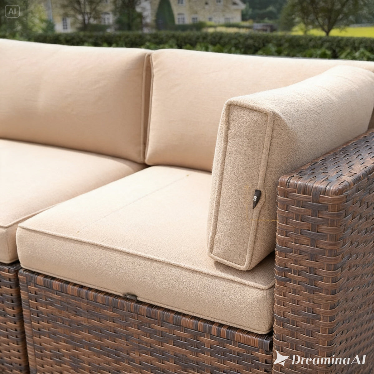 8-Piece Rattan Patio Set with 44" Propane Fire Pit Table