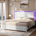 Queen Bed Frame with RGB LED Velvet Headboard