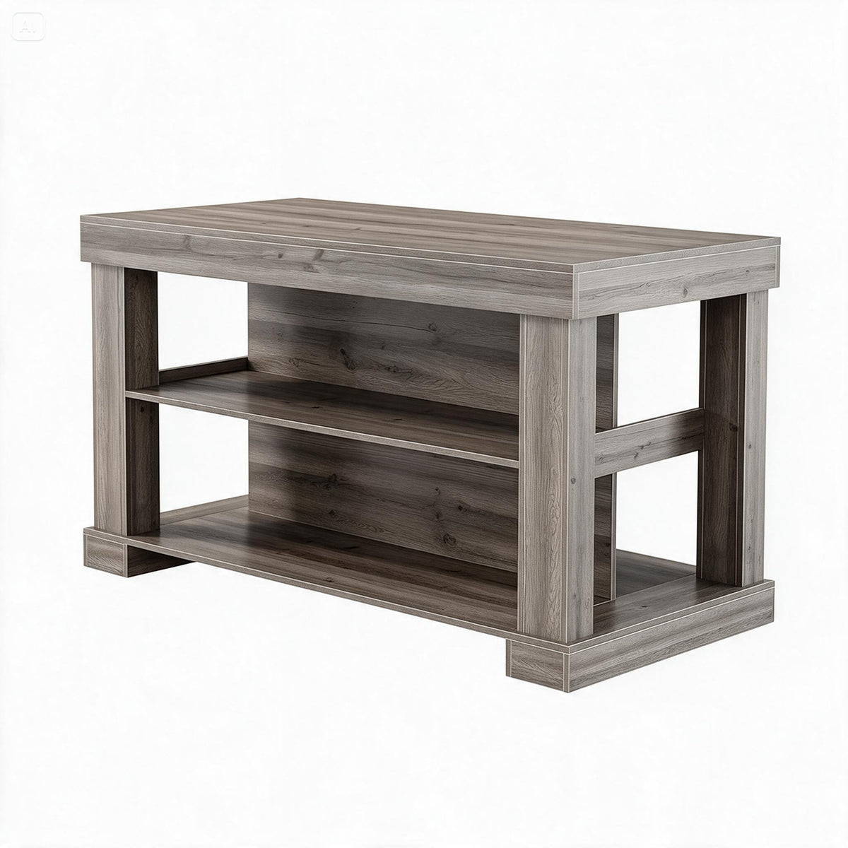 55" Farmhouse Kitchen Island with 3-Tier Storage & Large Countertop