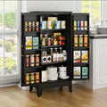 48" Black Steel Pantry Cabinet with Adjustable Shelves