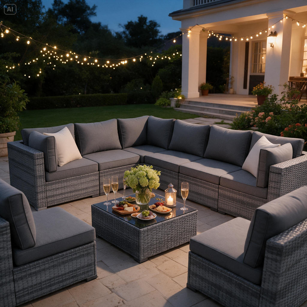 7-Piece Rattan Patio Sofa Set with Coffee Table