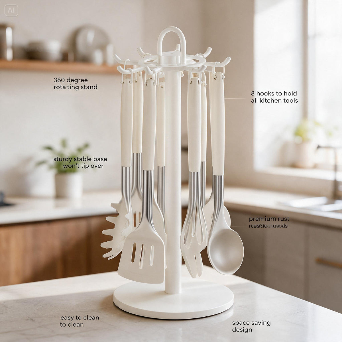 360° Rotating Kitchen Tool Organizer Stand