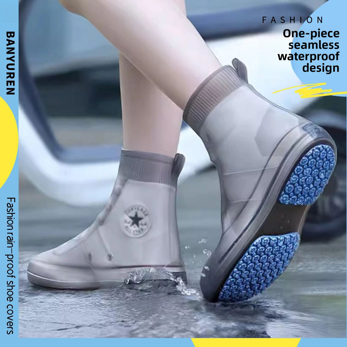 TPU Rain Shoe Covers with Textured Soles