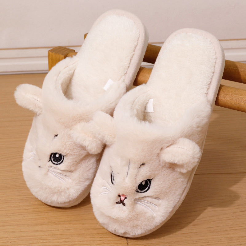 Cozy Cat Plush Indoor Slippers