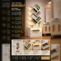 Tree-Inspired Bookshelf – Space-Saving, Natural, White or Teal